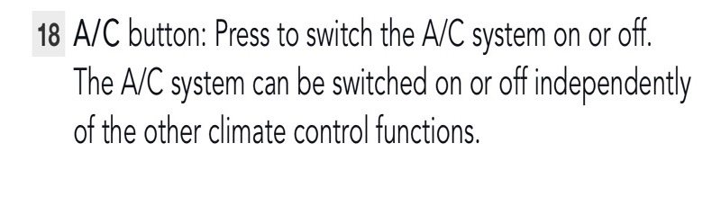 The AC system can be switched on or off independently